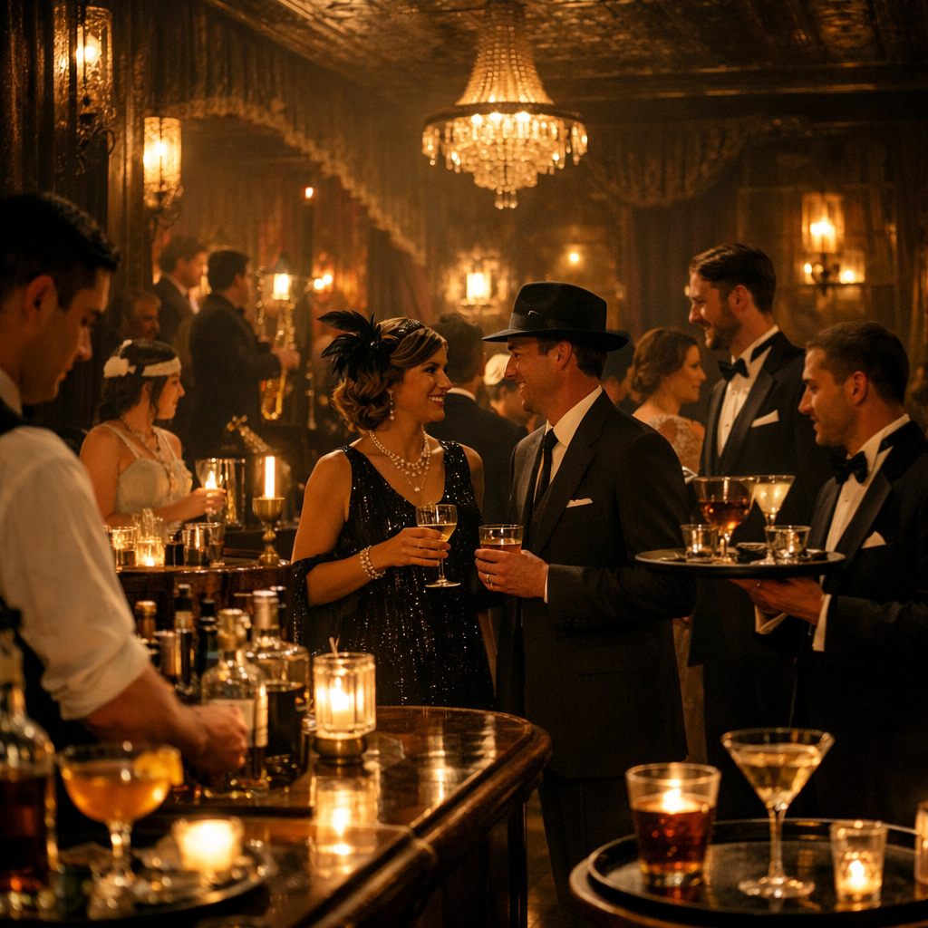 Speakeasy Cocktail Reception in Art Deco Lounge-1