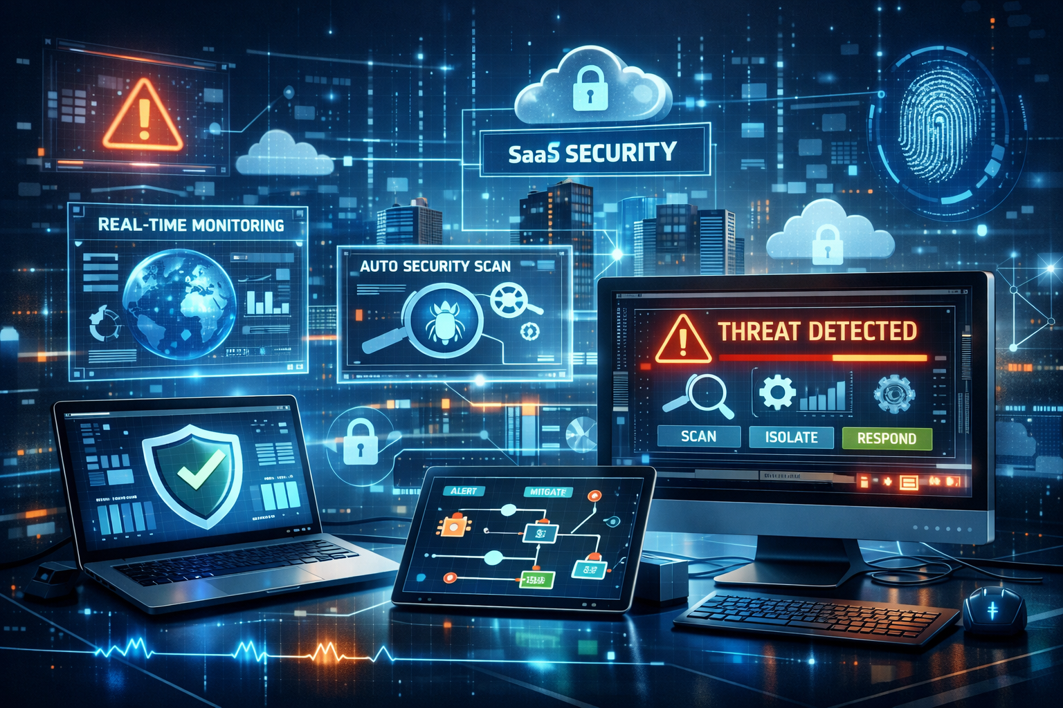 cybersecurity image that focuses on computers organizations gain continuous monitoring automated checks and integrated response workflowsfutureproofin-1